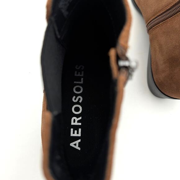 Aerosoles Cerros Ankle Boots Women's Side Zip Mocha Suede Size US9M EU39.5 - Picture 10 of 14